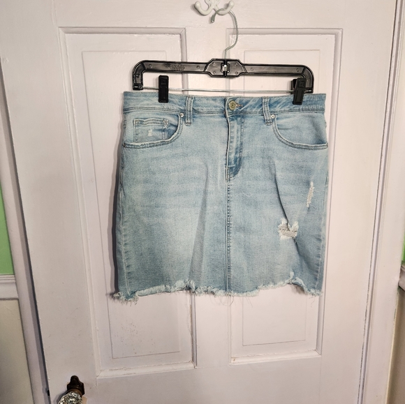 YMI Dresses & Skirts - YMI Distressed Denim Skirt Size 9